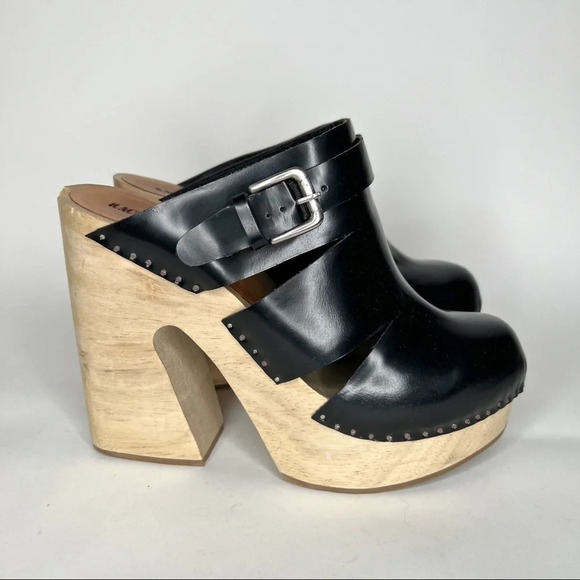 Rachel Comey Fiero Clogs Black Patent Leather Platform Cut Outs Neutral Size 10 - Picture 1 of 13